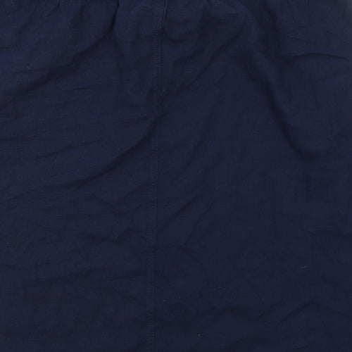 Marks and Spencer Womens Blue Linen A-Line Skirt Size 24 Drawstring