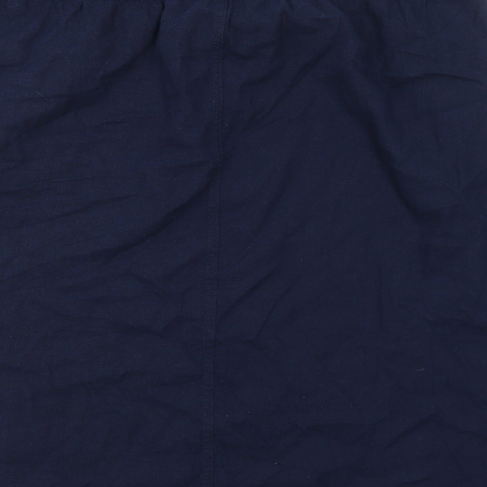 Marks and Spencer Womens Blue Linen A-Line Skirt Size 24 Drawstring