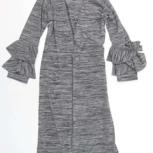 Boohoo Womens Grey V-Neck Polyester Cardigan Jumper Size M