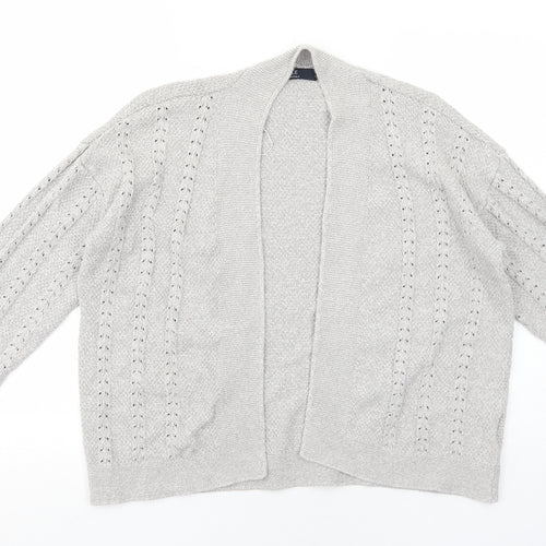 EWM Womens Grey V-Neck Cotton Cardigan Jumper Size 18