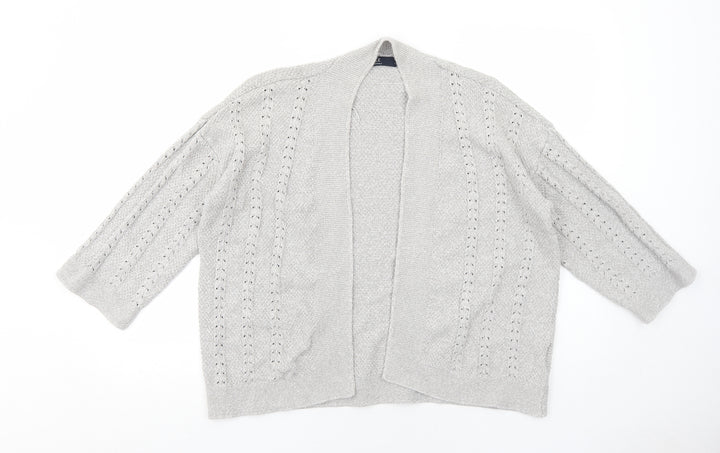 EWM Womens Grey V-Neck Cotton Cardigan Jumper Size 18