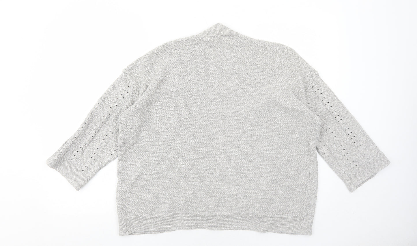 EWM Womens Grey V-Neck Cotton Cardigan Jumper Size 18