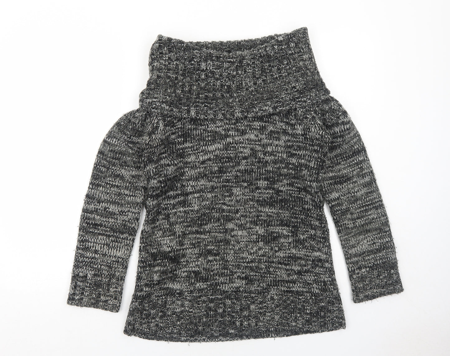 New Look Womens Grey Roll Neck Acrylic Pullover Jumper Size 12
