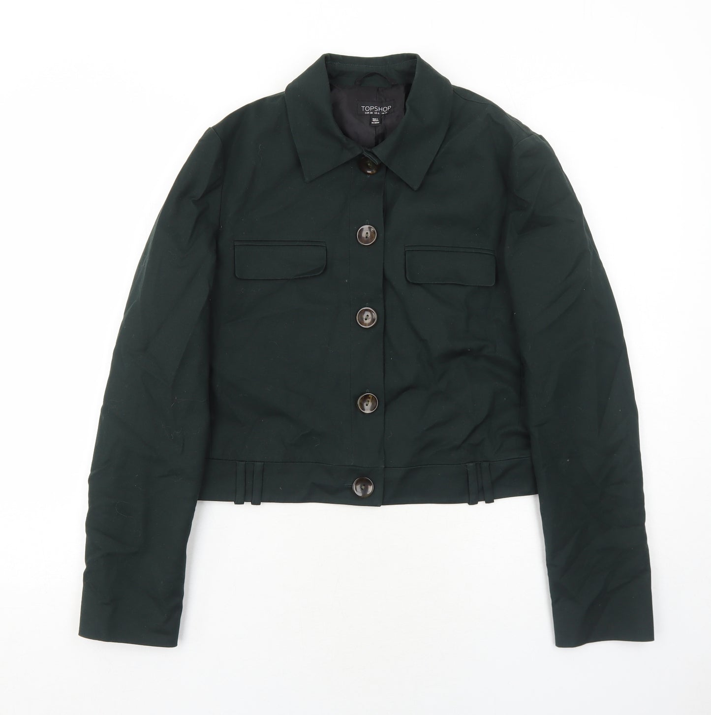 Topshop Womens Green Jacket Size 10 Button