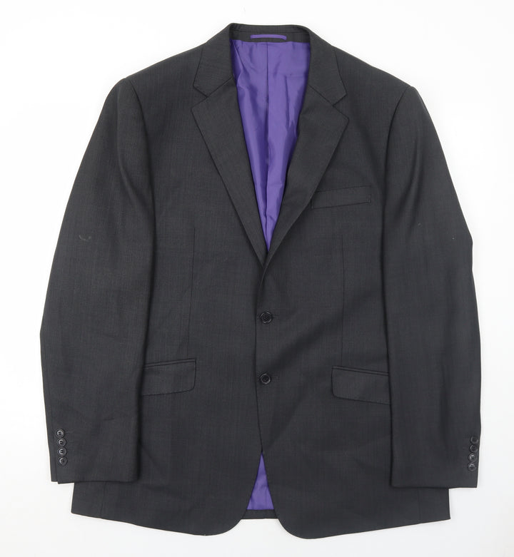Milan Collection Mens Grey Polyester Jacket Suit Jacket Size 44 Regular