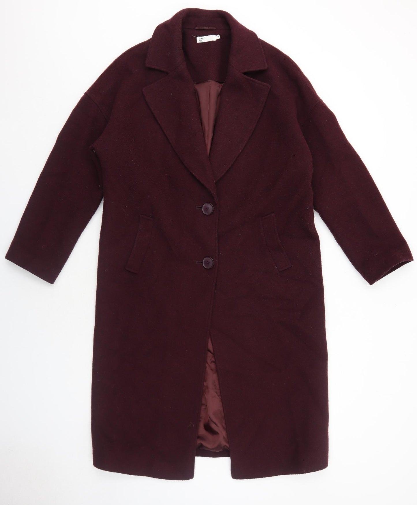 And Or Womens Purple Overcoat Coat Size 8 Button