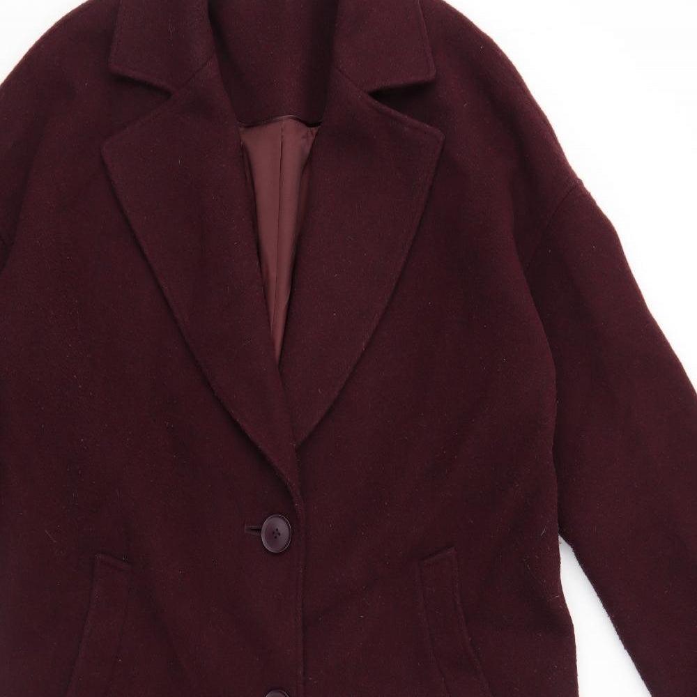 And Or Womens Purple Overcoat Coat Size 8 Button