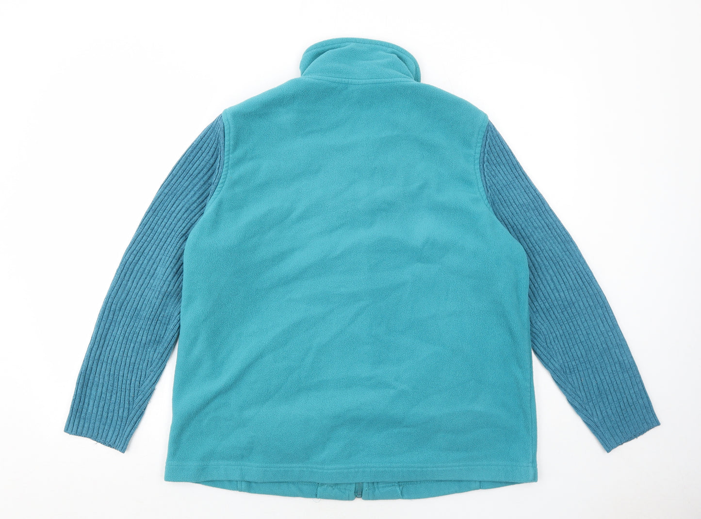 Damart Womens Blue Jacket Size 14 Zip - Flower Detail
