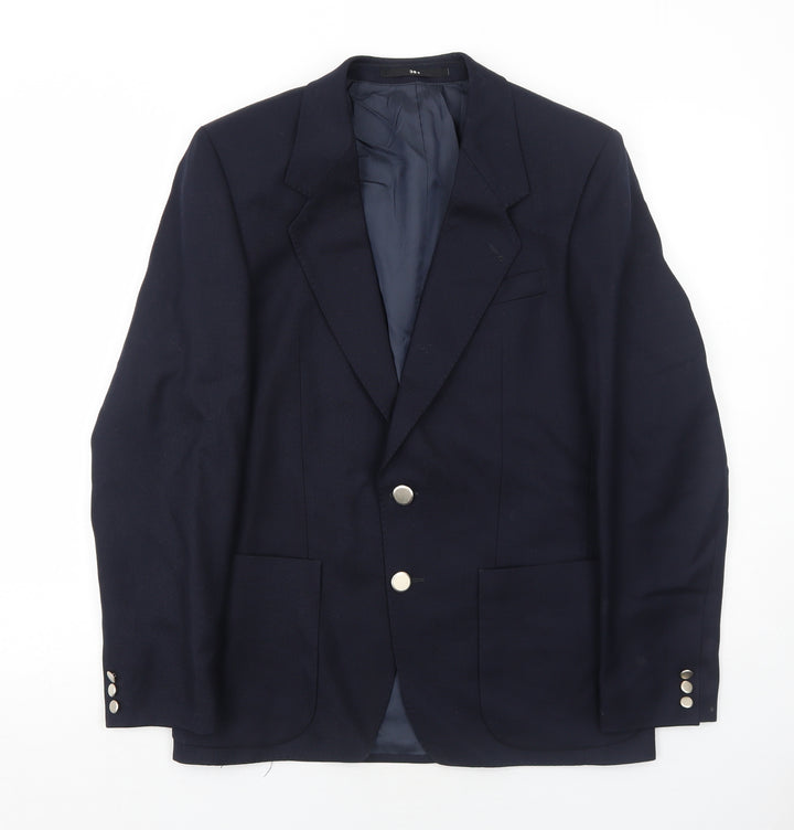 Chas Macintosh Mens Blue Wool Jacket Blazer Size 38 Regular