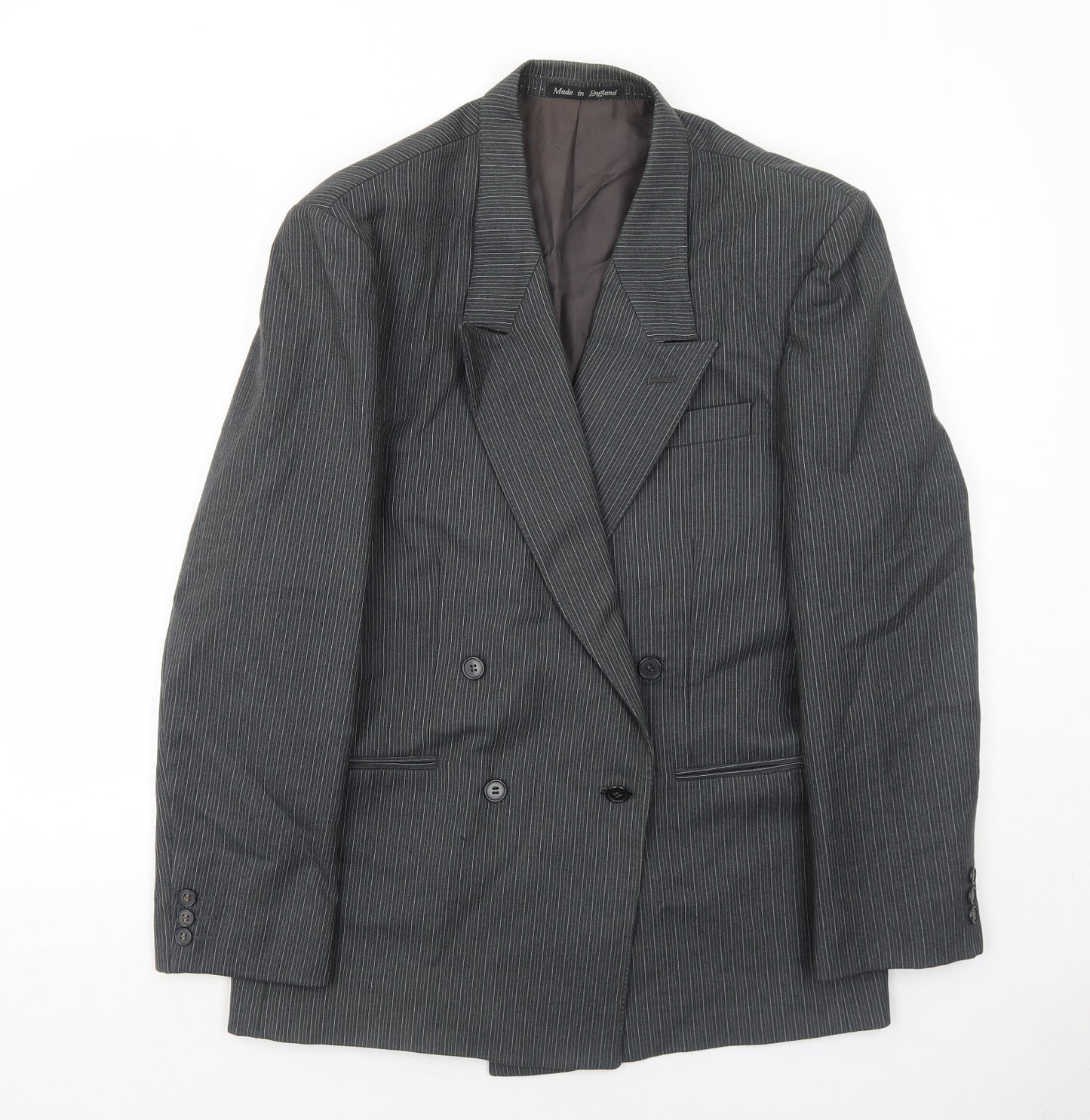 Anton Ferrare Mens Grey Striped Wool Jacket Suit Jacket Size 42 Regular