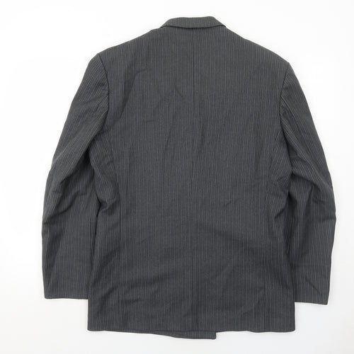 Anton Ferrare Mens Grey Striped Wool Jacket Suit Jacket Size 42 Regular