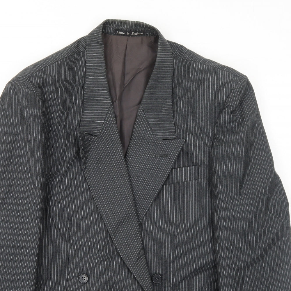 Anton Ferrare Mens Grey Striped Wool Jacket Suit Jacket Size 42 Regular
