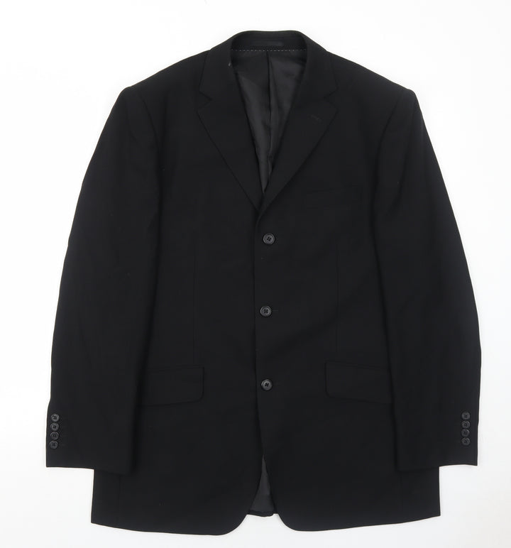 Rice Mens Black Polyester Jacket Suit Jacket Size 42 Regular