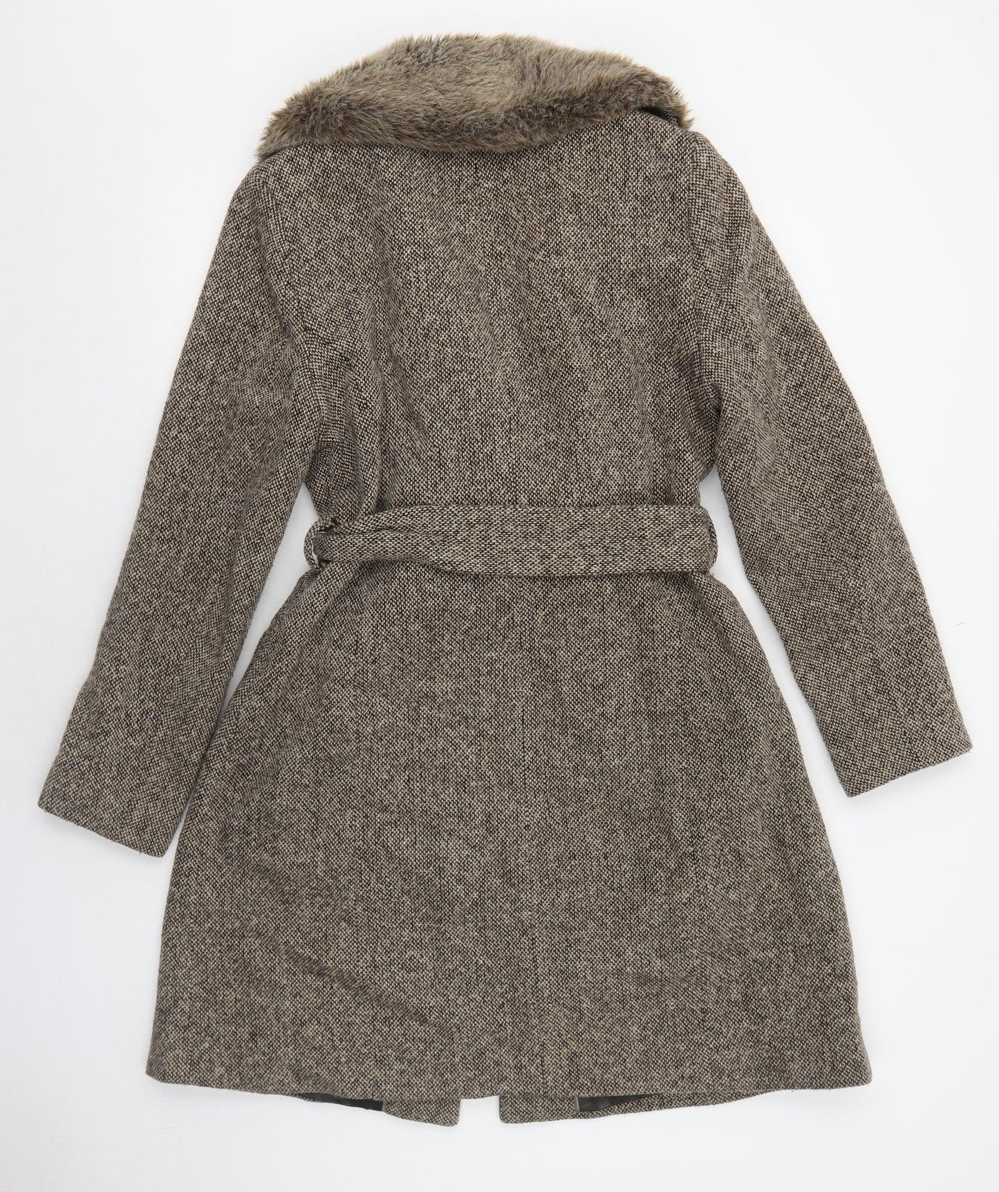 Topshop Womens Beige Geometric Overcoat Coat Size 14 Button