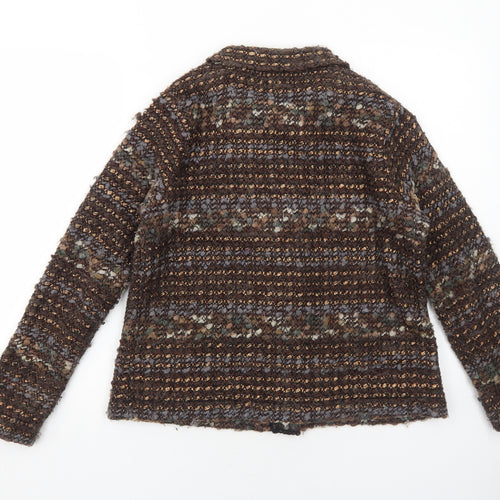 Gharani Strok Womens Brown Geometric Jacket Size XL Zip
