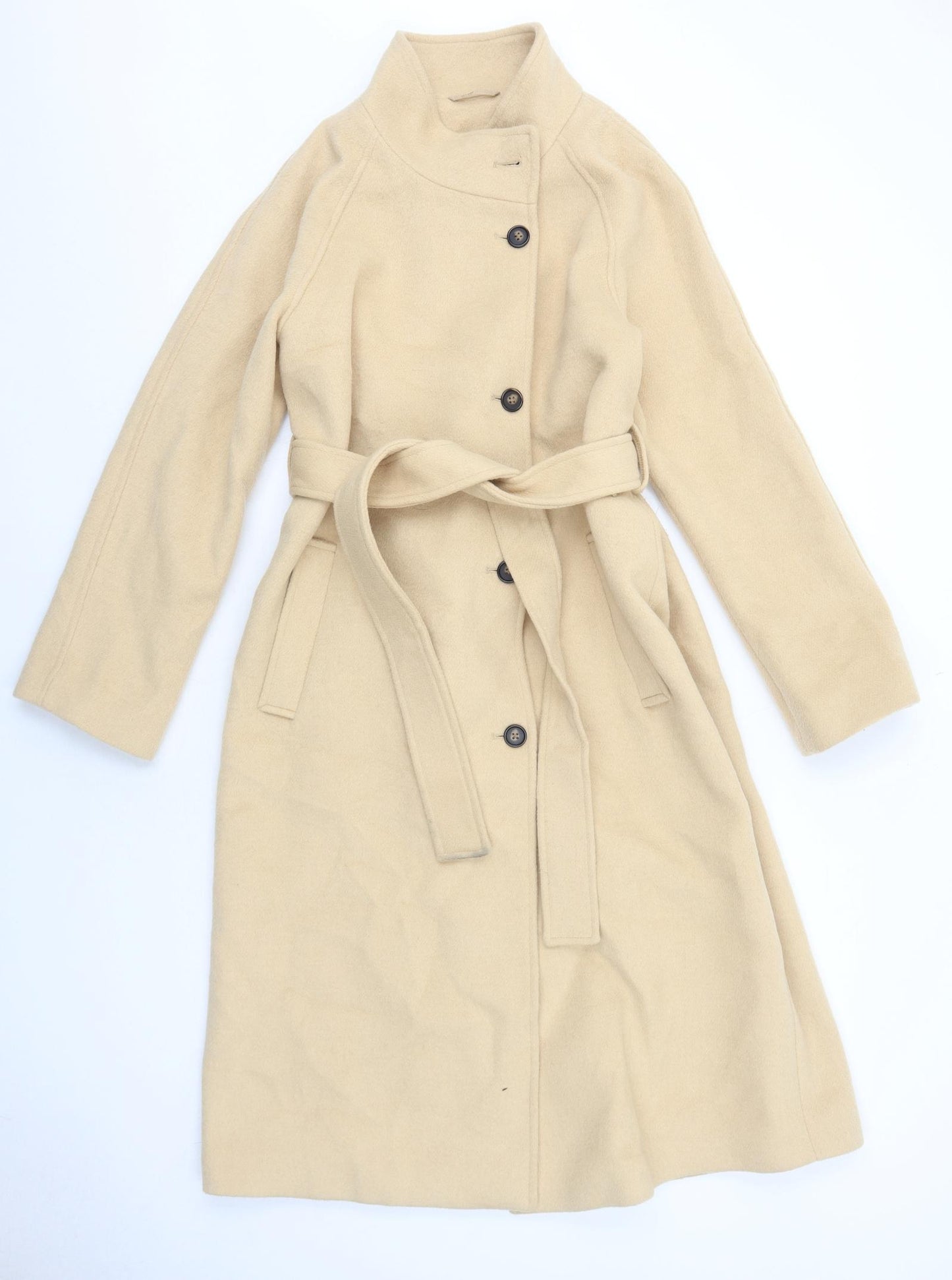Marks and Spencer Womens Beige Overcoat Coat Size XS Button