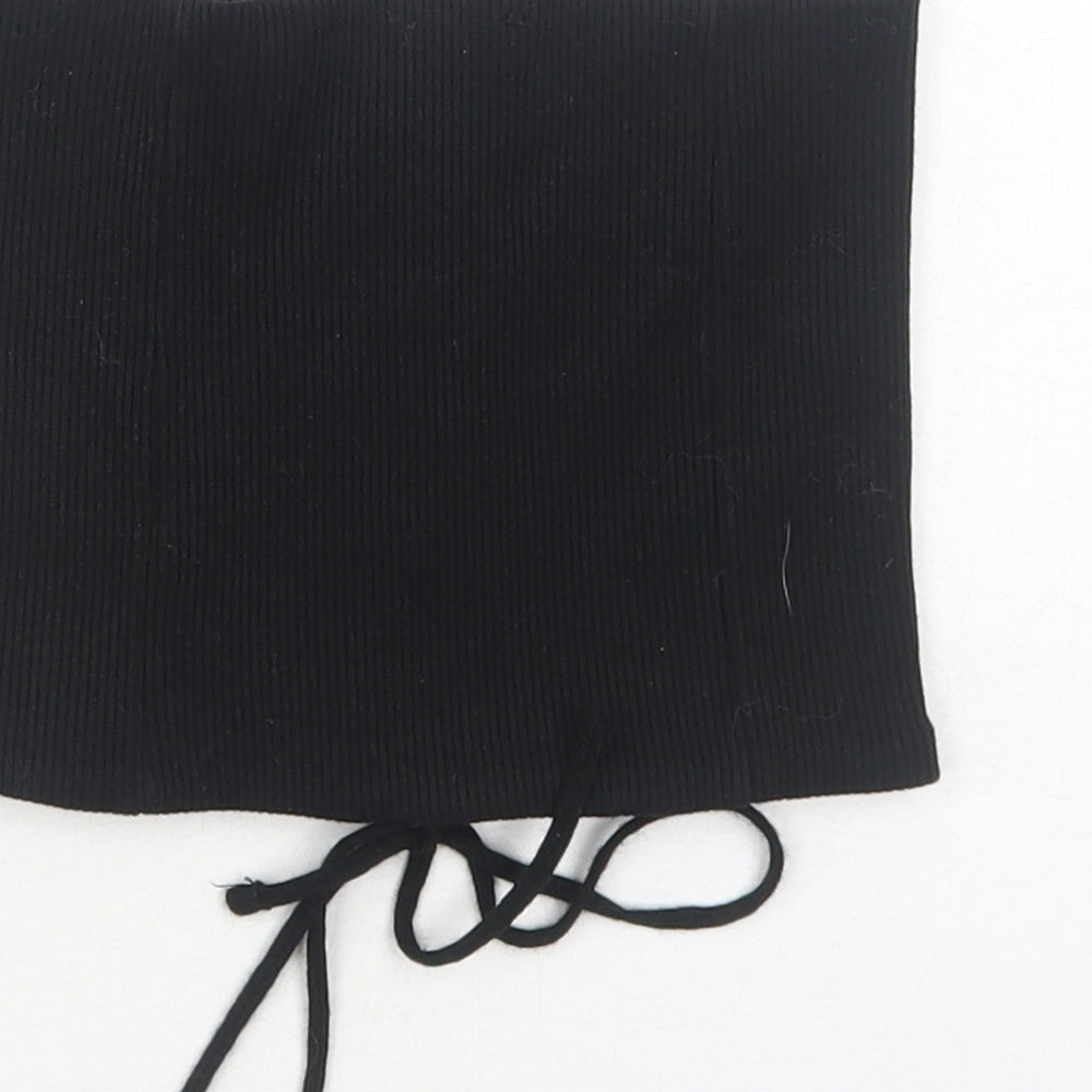 Bershka Womens Black Cotton Basic Tank Size M Off the Shoulder