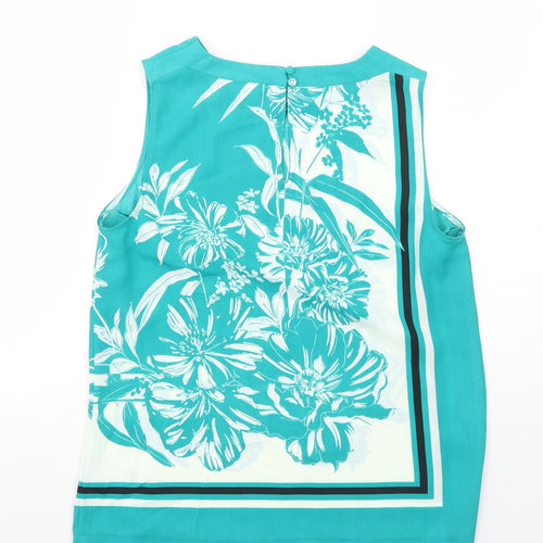 Principles Womens Green Floral Polyester Basic Tank Size 10 Round Neck