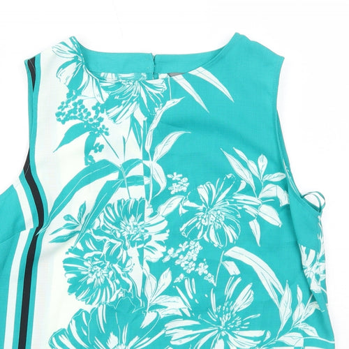 Principles Womens Green Floral Polyester Basic Tank Size 10 Round Neck