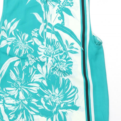Principles Womens Green Floral Polyester Basic Tank Size 10 Round Neck