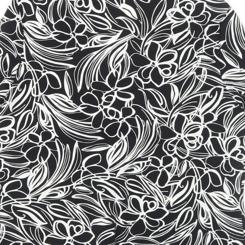 CC Womens Black Floral Polyester Basic Blouse Size M V-Neck