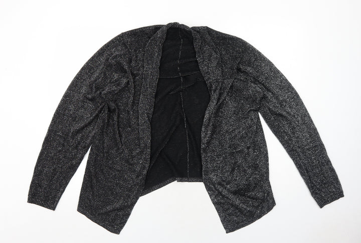 Cotton Traders Womens Black V-Neck Viscose Cardigan Jumper Size 18