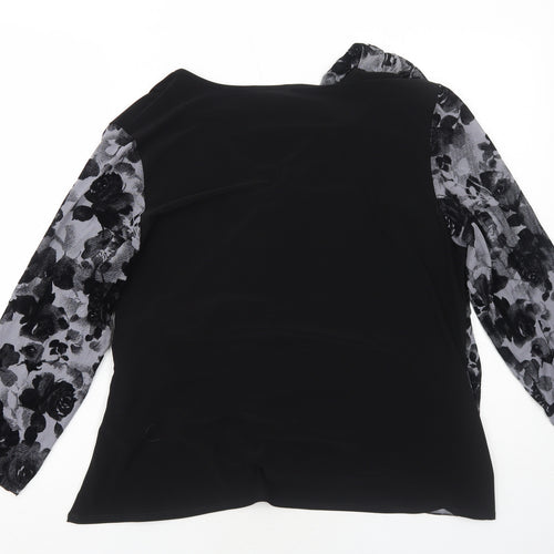 Saloos Womens Black Polyester Basic Blouse Size 2XL Round Neck