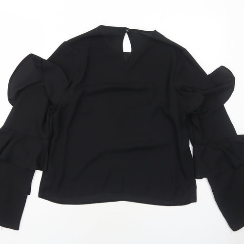 New Look Womens Black Polyester Basic Blouse Size 10 Round Neck