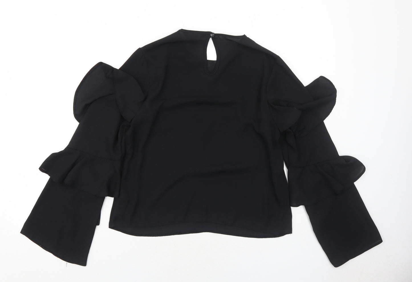 New Look Womens Black Polyester Basic Blouse Size 10 Round Neck
