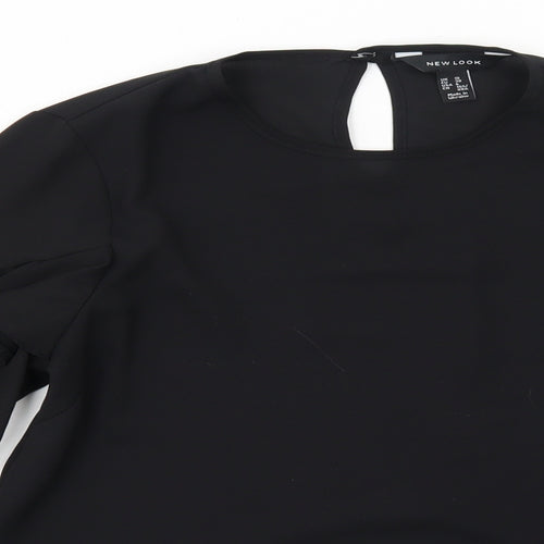 New Look Womens Black Polyester Basic Blouse Size 10 Round Neck