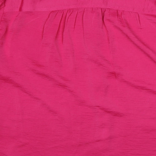 Per Una Womens Pink Polyester Basic Button-Up Size 16 Round Neck