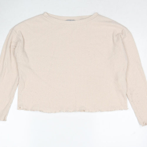 New Look Womens Beige Boat Neck Polyester Pullover Jumper Size S