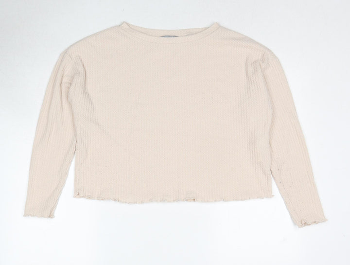 New Look Womens Beige Boat Neck Polyester Pullover Jumper Size S
