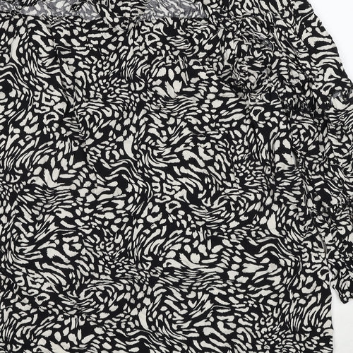 Very Womens Black Geometric Viscose A-Line Size 14 Round Neck Button