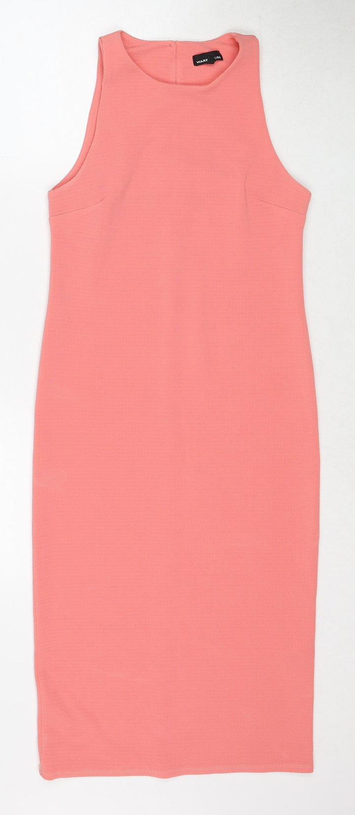 Warehouse Womens Pink Polyester Shift Size 8 Round Neck Button
