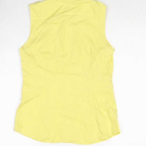 Jones Studio Womens Yellow Cotton Basic Button-Up Size 8 Collared