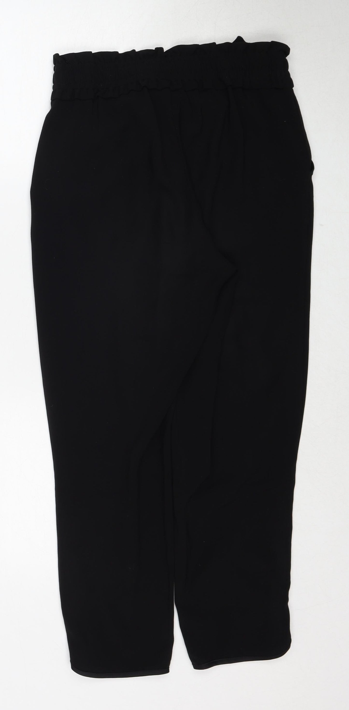 Zara Womens Black Polyester Trousers Size S Regular Drawstring