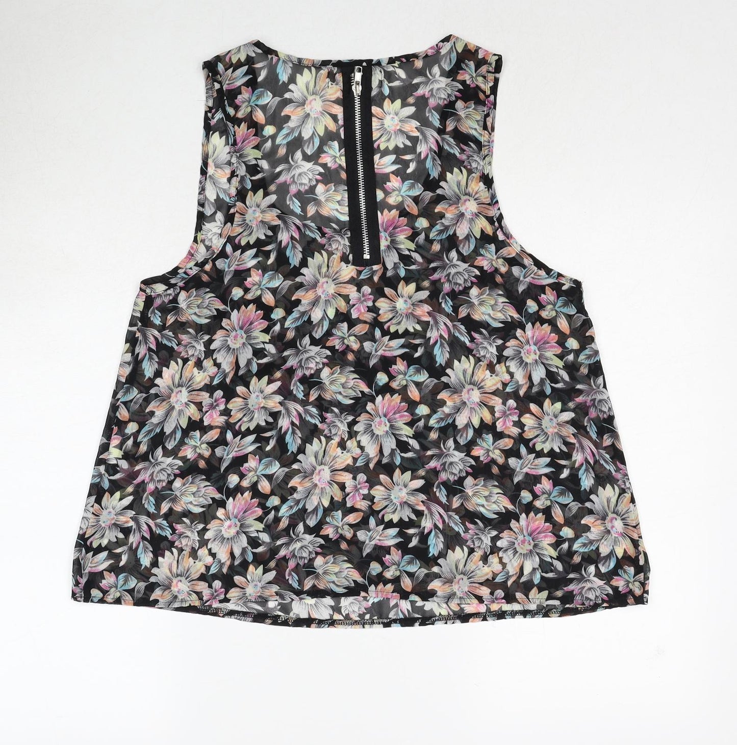 Cameo Rose Womens Multicoloured Floral Polyester Basic Tank Size 10 Scoop Neck