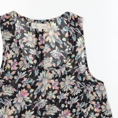 Cameo Rose Womens Multicoloured Floral Polyester Basic Tank Size 10 Scoop Neck