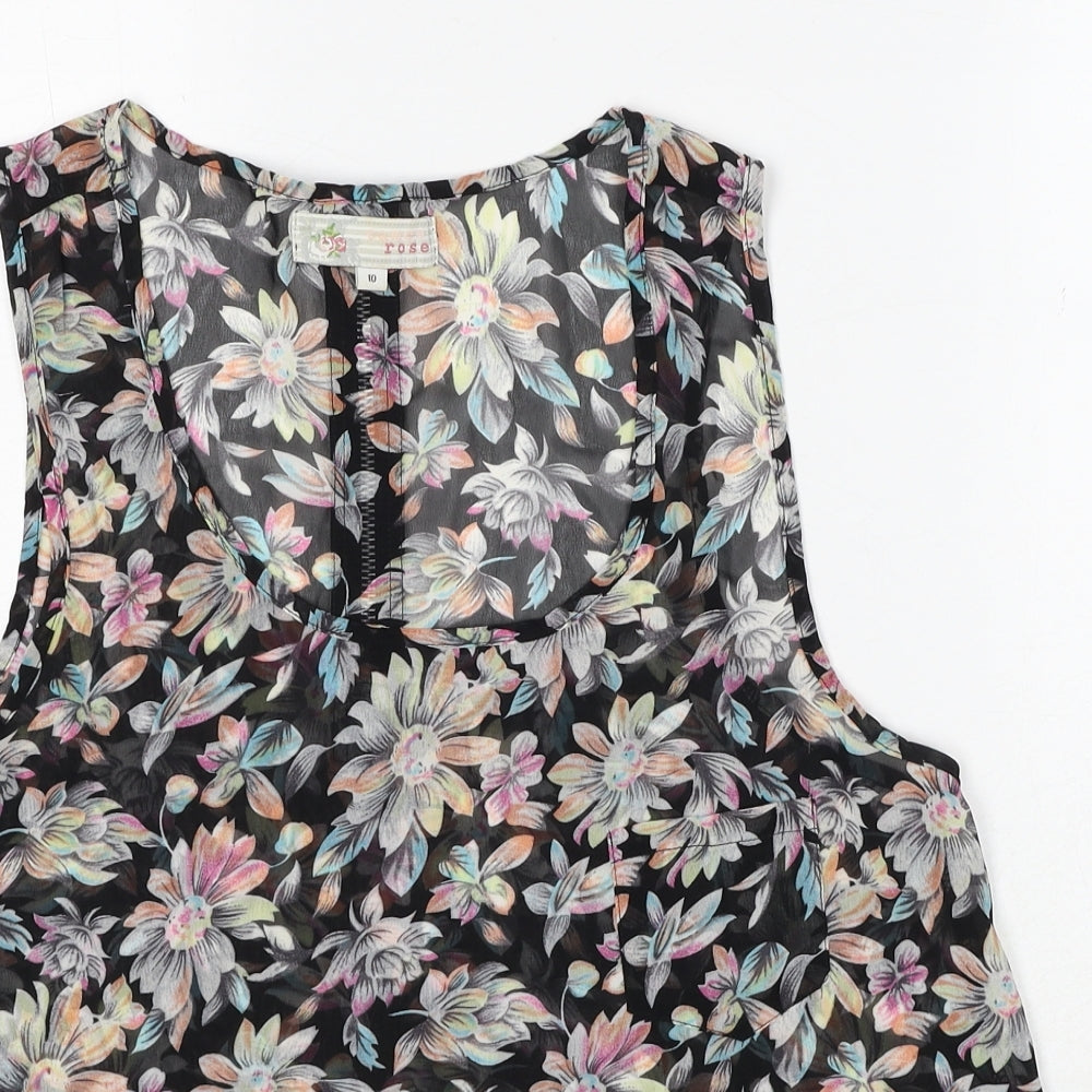 Cameo Rose Womens Multicoloured Floral Polyester Basic Tank Size 10 Scoop Neck