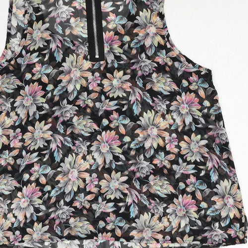 Cameo Rose Womens Multicoloured Floral Polyester Basic Tank Size 10 Scoop Neck