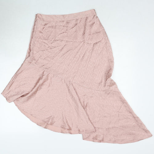 QED London Womens Pink Geometric Polyester A-Line Skirt Size 10 Zip