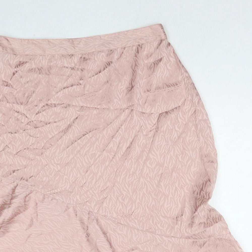QED London Womens Pink Geometric Polyester A-Line Skirt Size 10 Zip