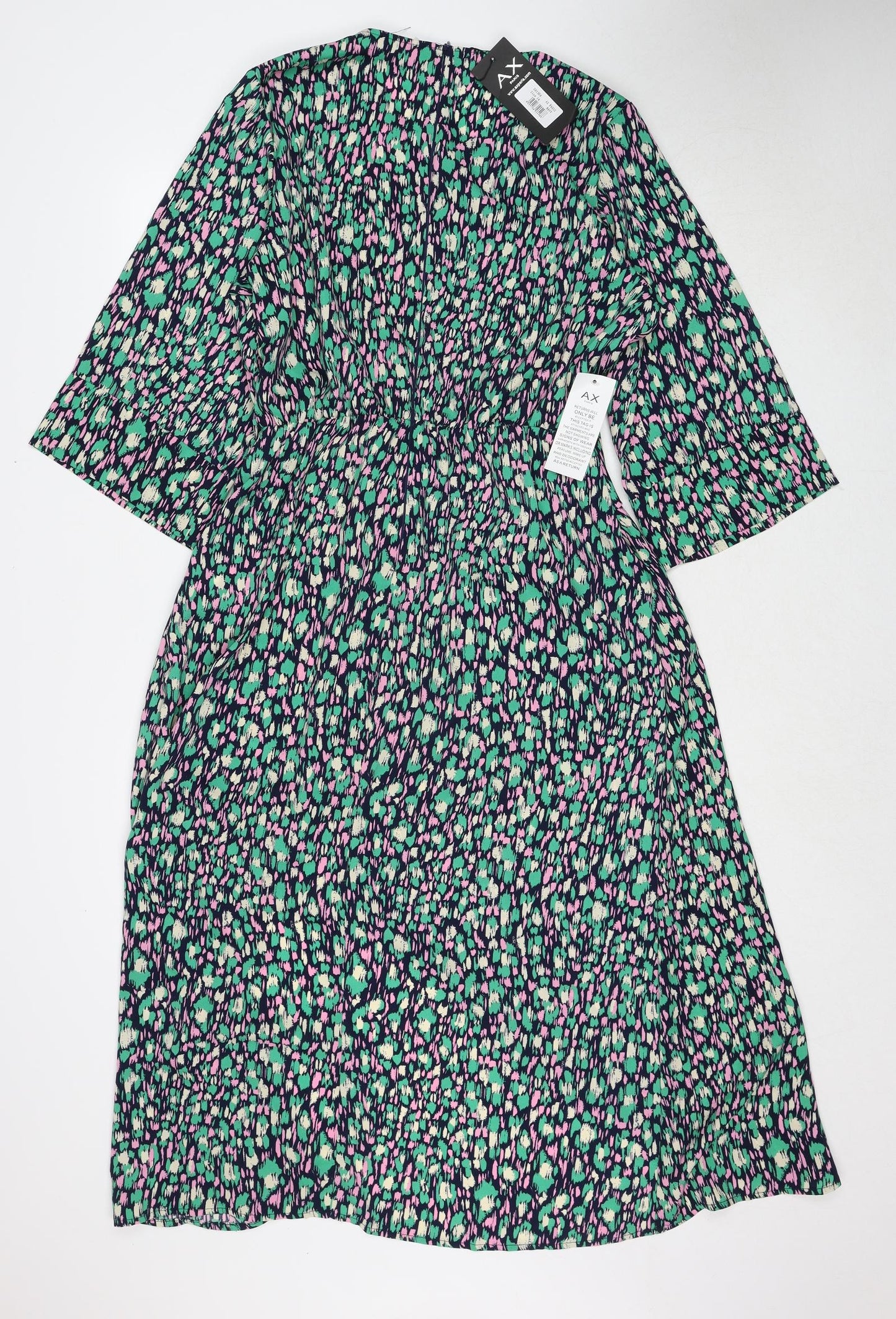 AX Paris Womens Multicoloured Geometric Polyester Trapeze & Swing Size 14 Round Neck Zip