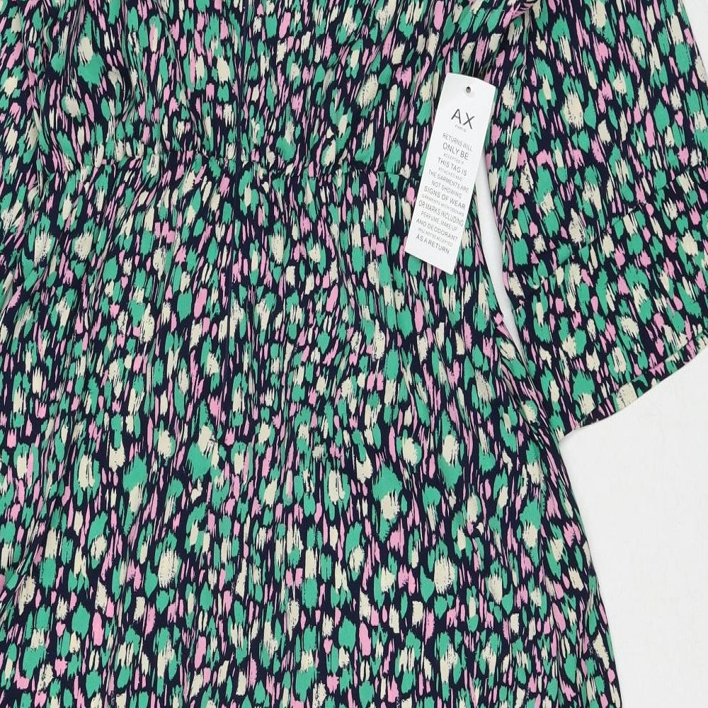 AX Paris Womens Multicoloured Geometric Polyester Trapeze & Swing Size 14 Round Neck Zip