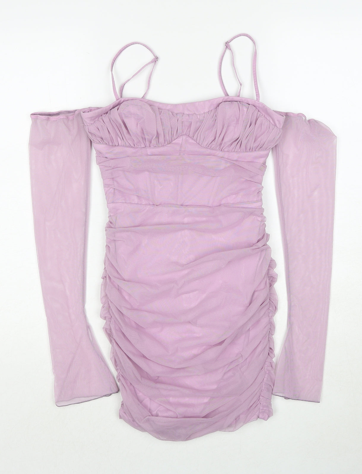 Oh Polly Womens Pink Polyester Bodycon Size 8 Off the Shoulder Zip