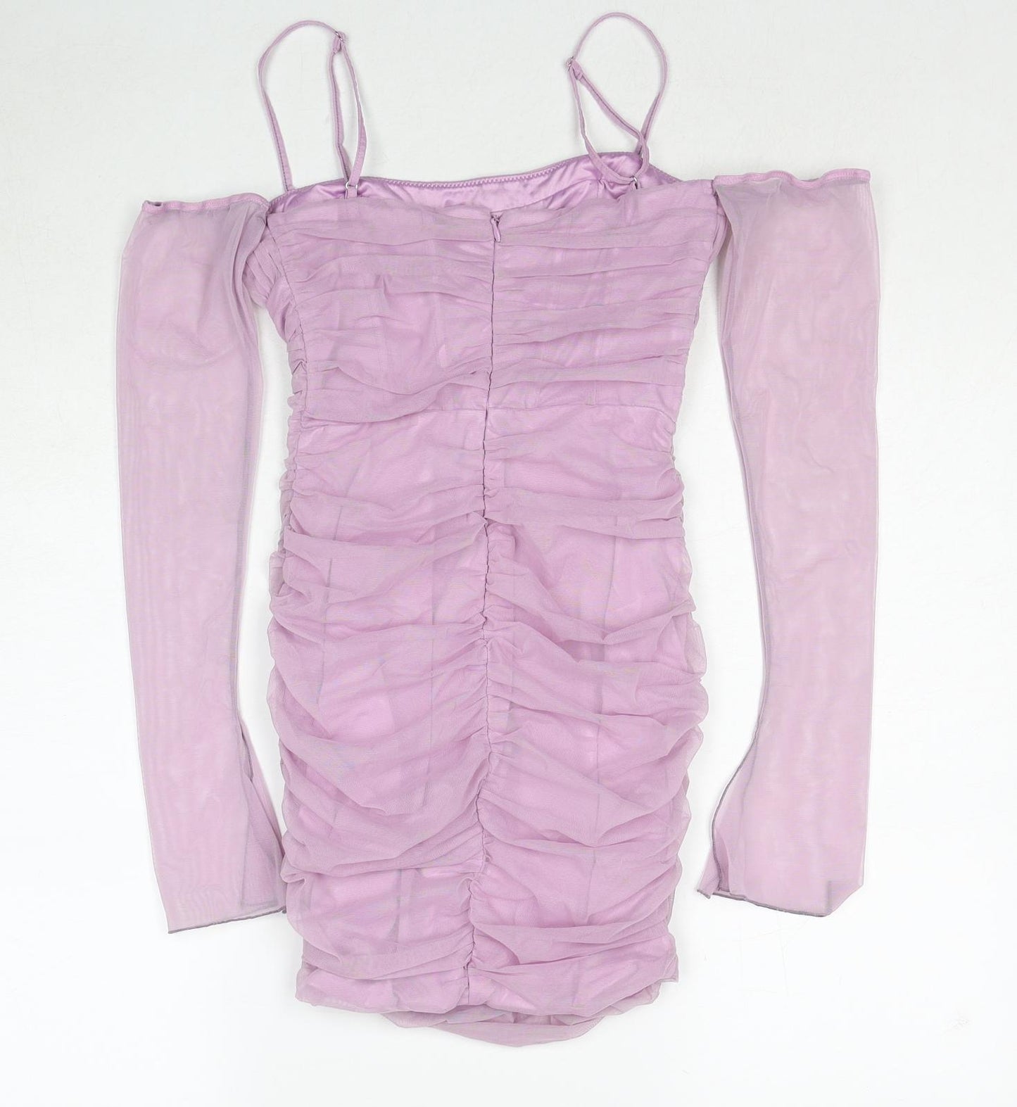 Oh Polly Womens Pink Polyester Bodycon Size 8 Off the Shoulder Zip