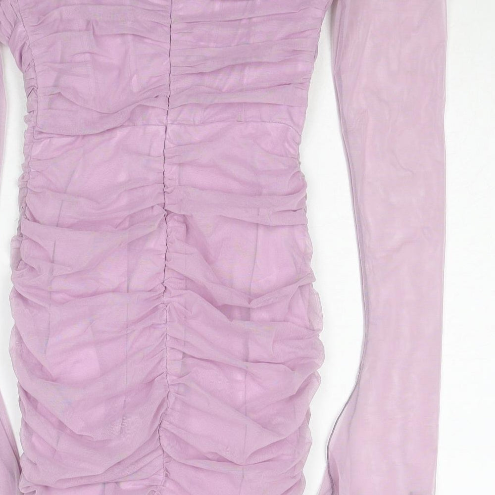 Oh Polly Womens Pink Polyester Bodycon Size 8 Off the Shoulder Zip