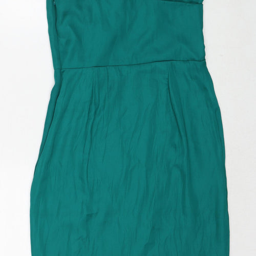 Banana Republic Womens Green Polyester Slip Dress Size 14 V-Neck Zip