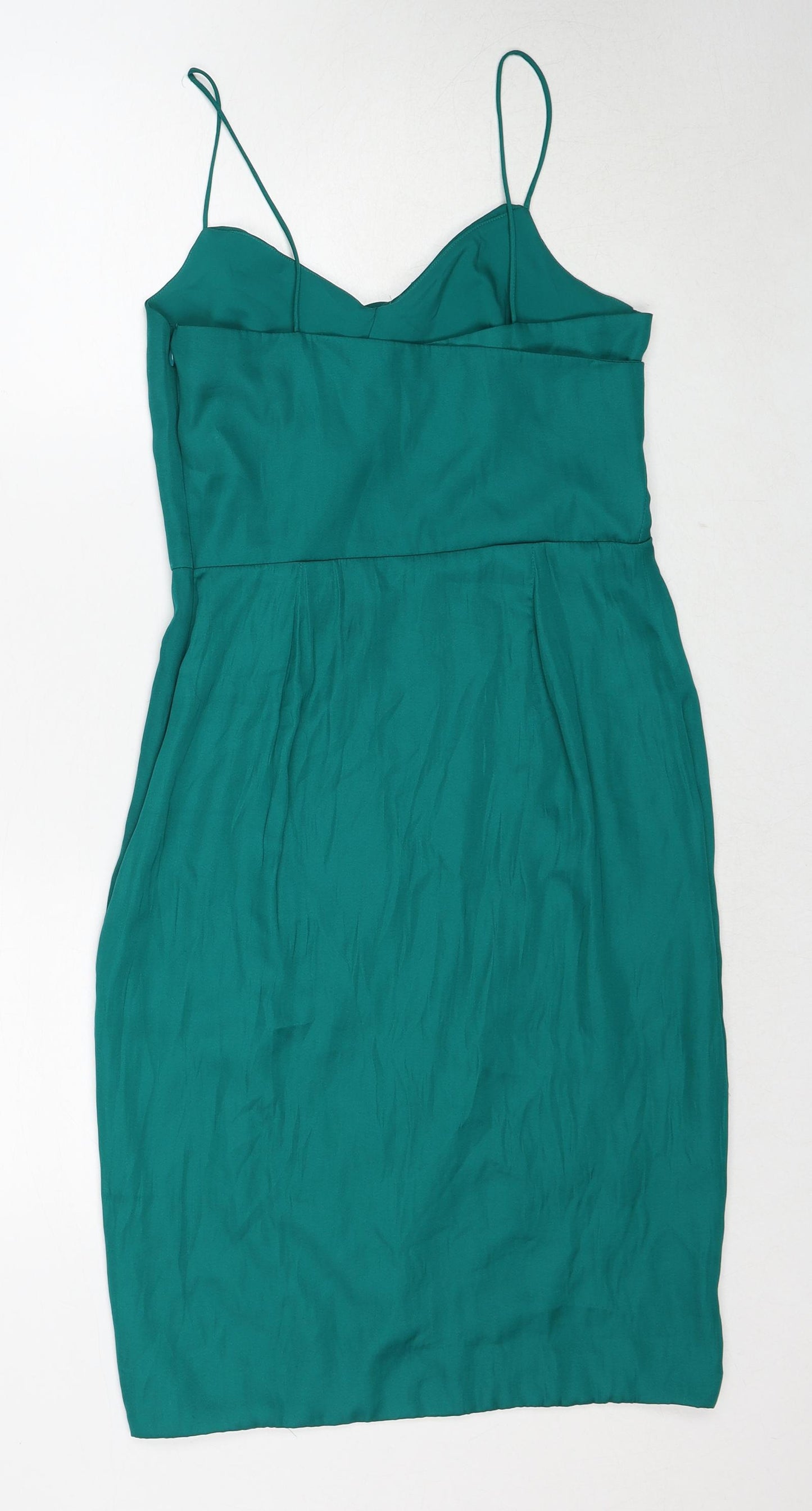 Banana Republic Womens Green Polyester Slip Dress Size 14 V-Neck Zip